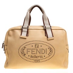 Fendi Yellow Selleria Leather Weekender Bag