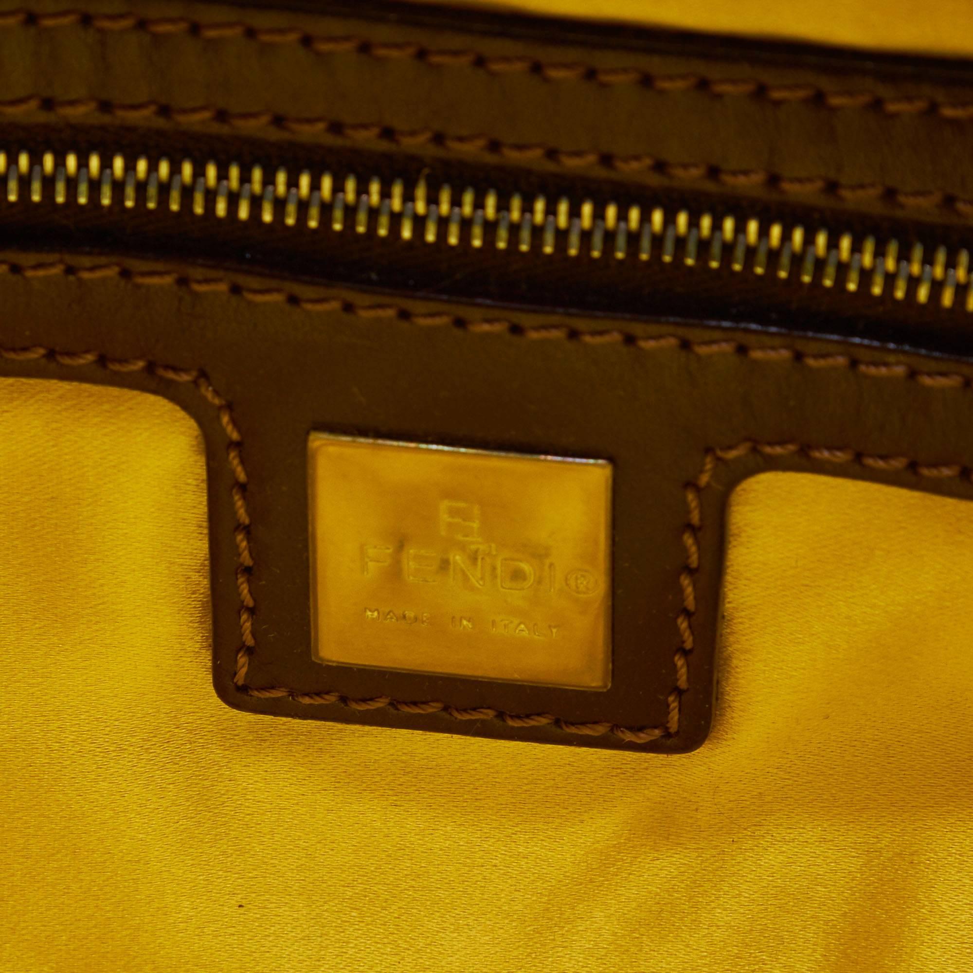 Beige Fendi Yellow Shell Satin Baguette