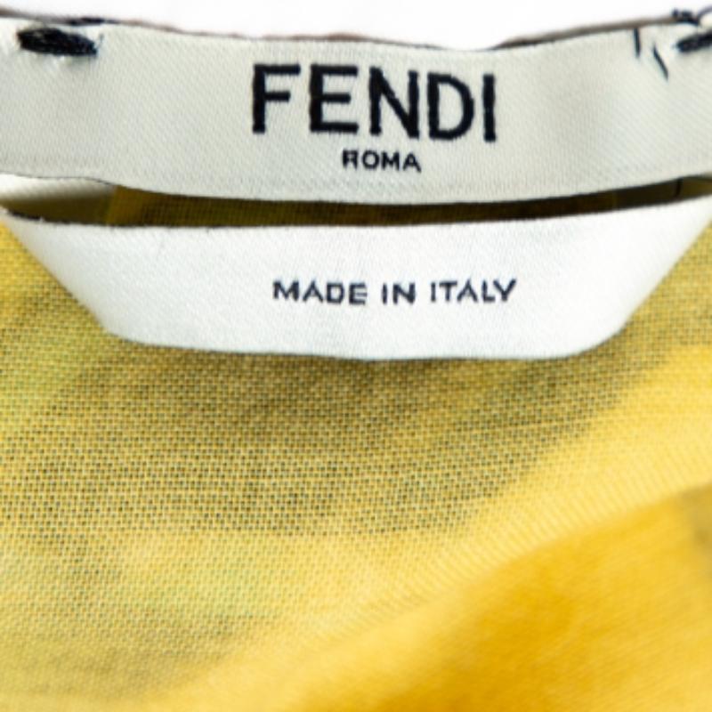Fendi Gelbes Seidenjacquard-Blumenkleid mit Vögeln aus dem Paradies, M im Angebot 1