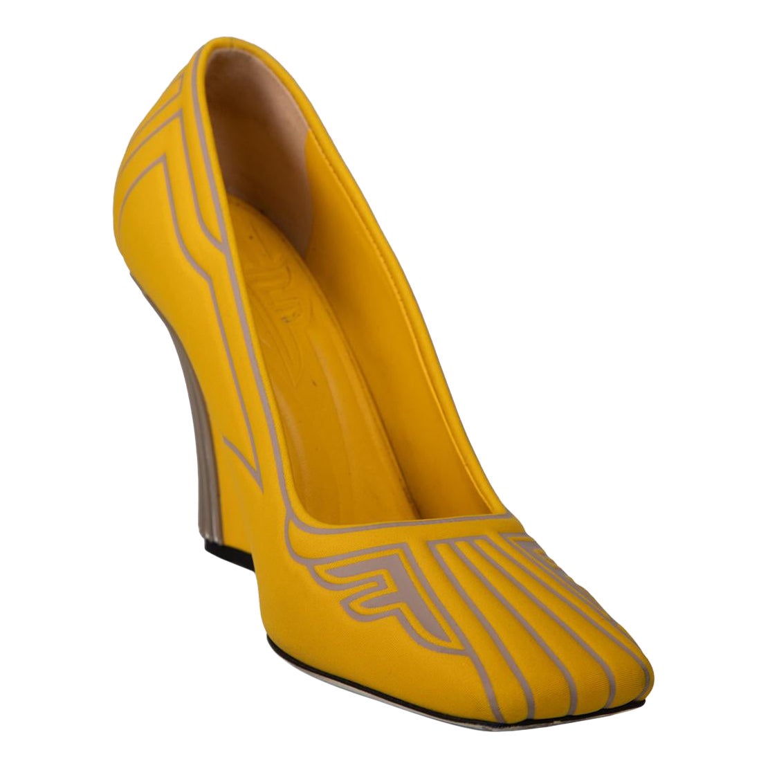 Fendi Yellow Square Toe Pumps Size IT 36.5