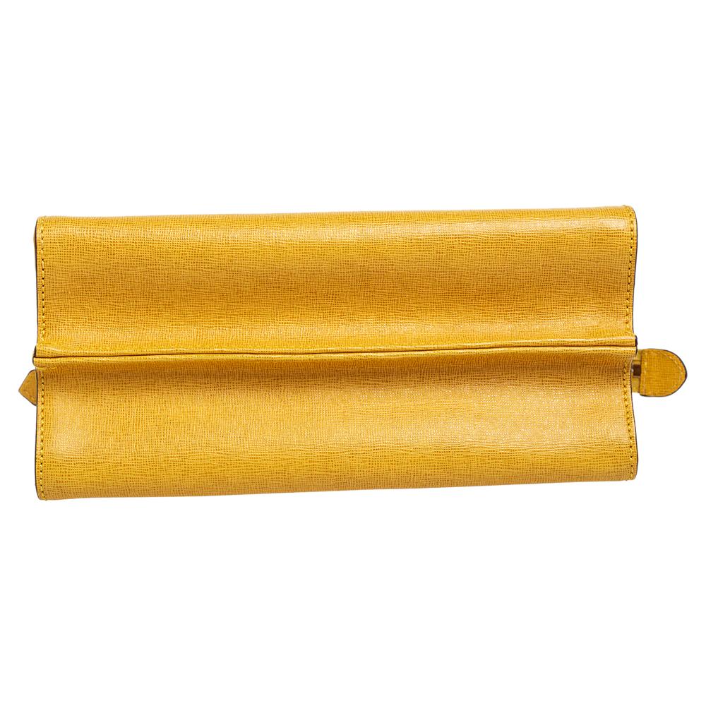 Fendi Yellow Textured Leather Mini Demi Jour Top Handle Bag 1