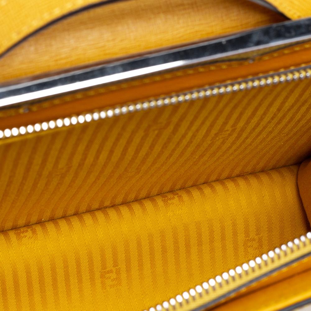 Fendi Yellow Textured Leather Mini Demi Jour Top Handle Bag 2