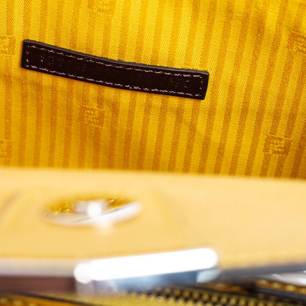Fendi Yellow Textured Leather Mini Demi Jour Top Handle Bag 4
