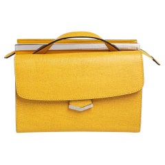 Fendi Yellow Textured Leather Mini Demi Jour Top Handle Bag