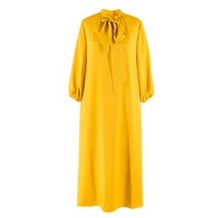 Fendi Yellow Tie-Neck Midi Dress US 6