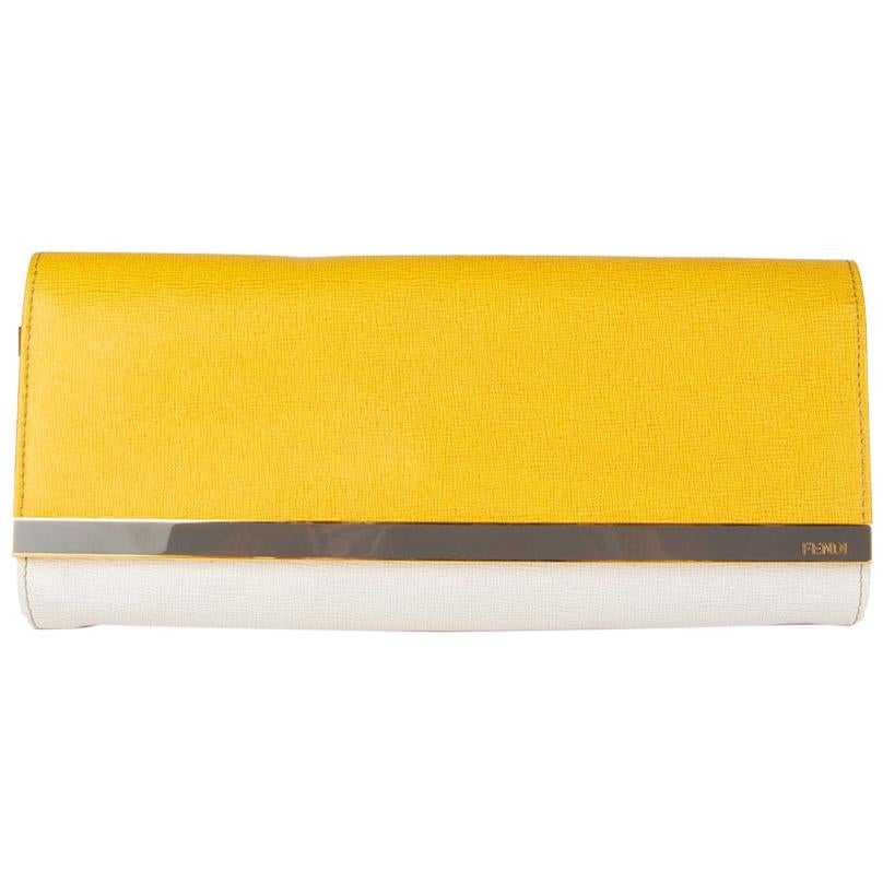 FENDI yellow & white COLORBLOCK WRISTLET Clutch Bag