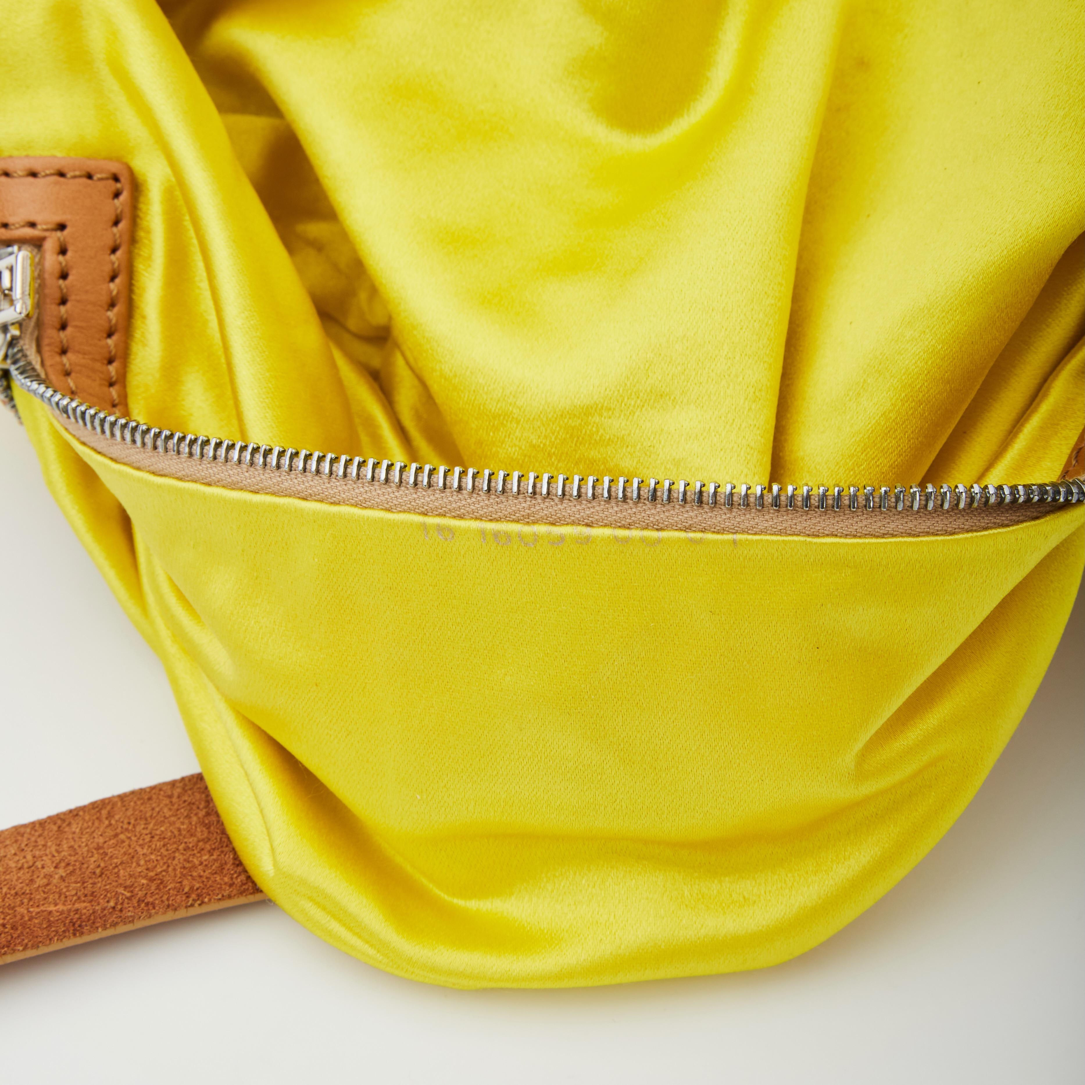 Women's or Men's Fendi Yellow Woven Straw Baguette Shoulder Bag