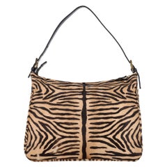 Fendi Zebra Print Pony Hair 'FF' Buckle Vintage Mamma Baguette Shoulder Bag