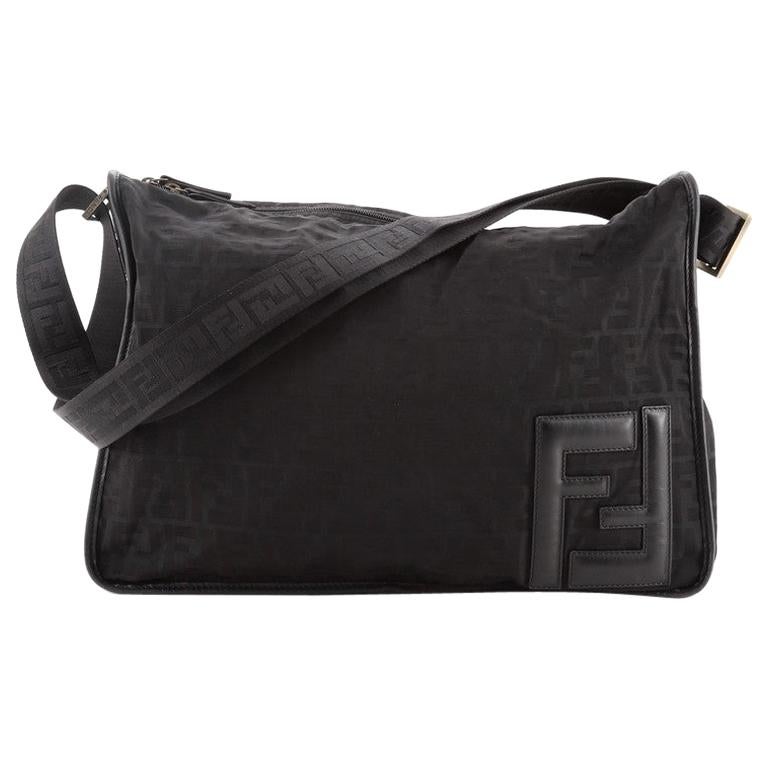 Fendi Zip Around Messenger Bag Zucca Canvas Large
