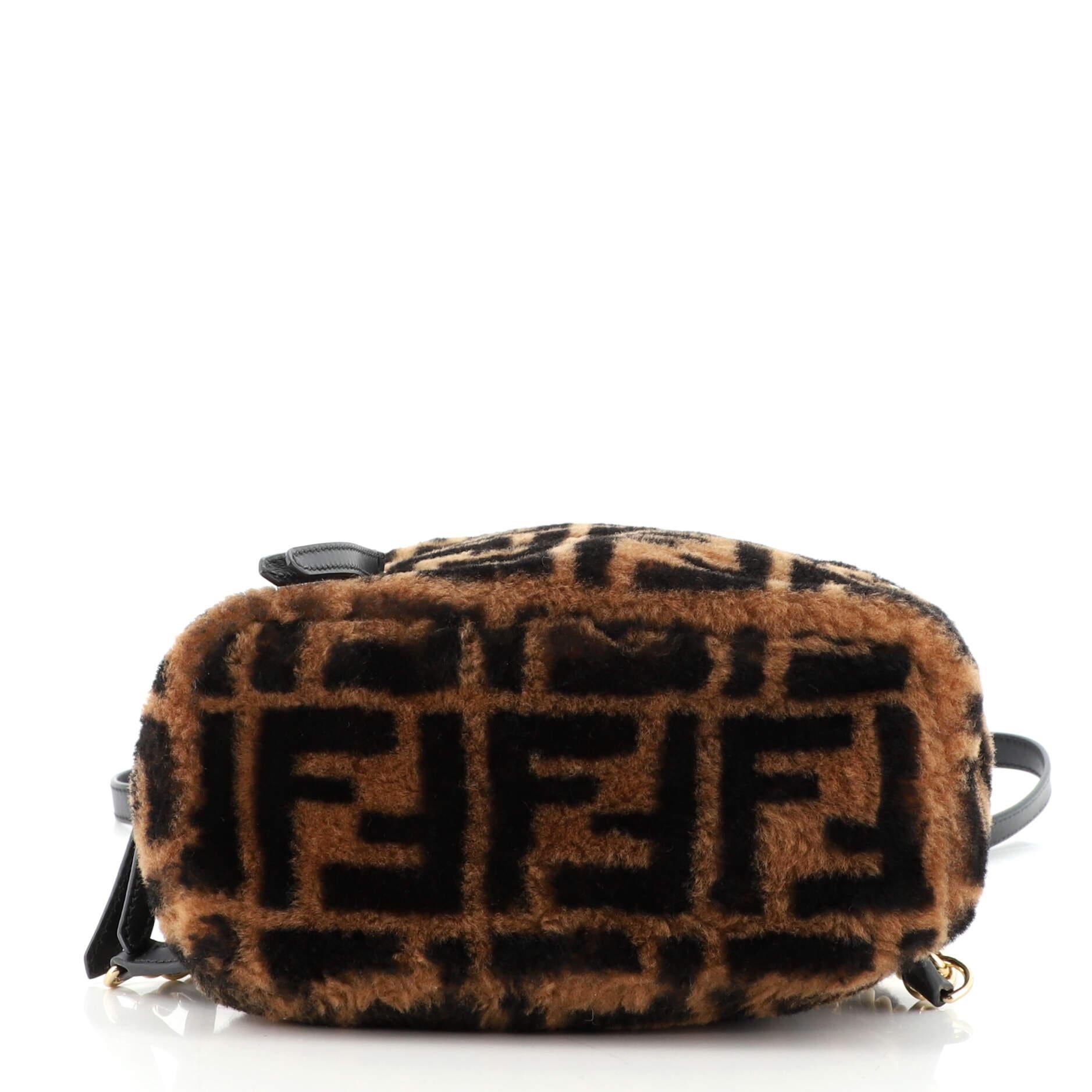 Fendi Zip Backpack Zucca Shearling Mini In Good Condition In NY, NY