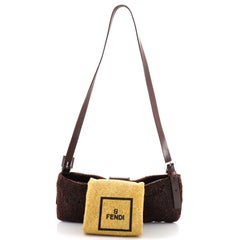 Fendi Zip Baguette Shoulder Bag Beaded Fabric