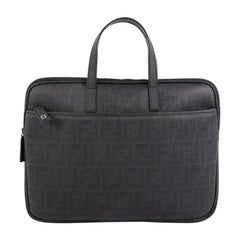 Fendi Zip Laptop Bag Zucca Coated Canvas