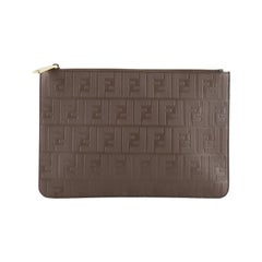 Fendi Zip Pouch Zucca Embossed Leather