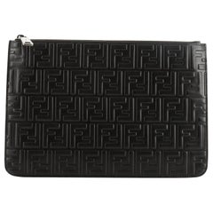 Fendi Zip Pouch Zucca Embossed Leather
