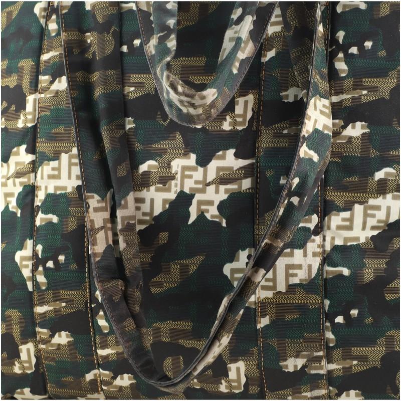 Black Fendi Zip Shopping Tote Camouflage Zucca Nylon Large