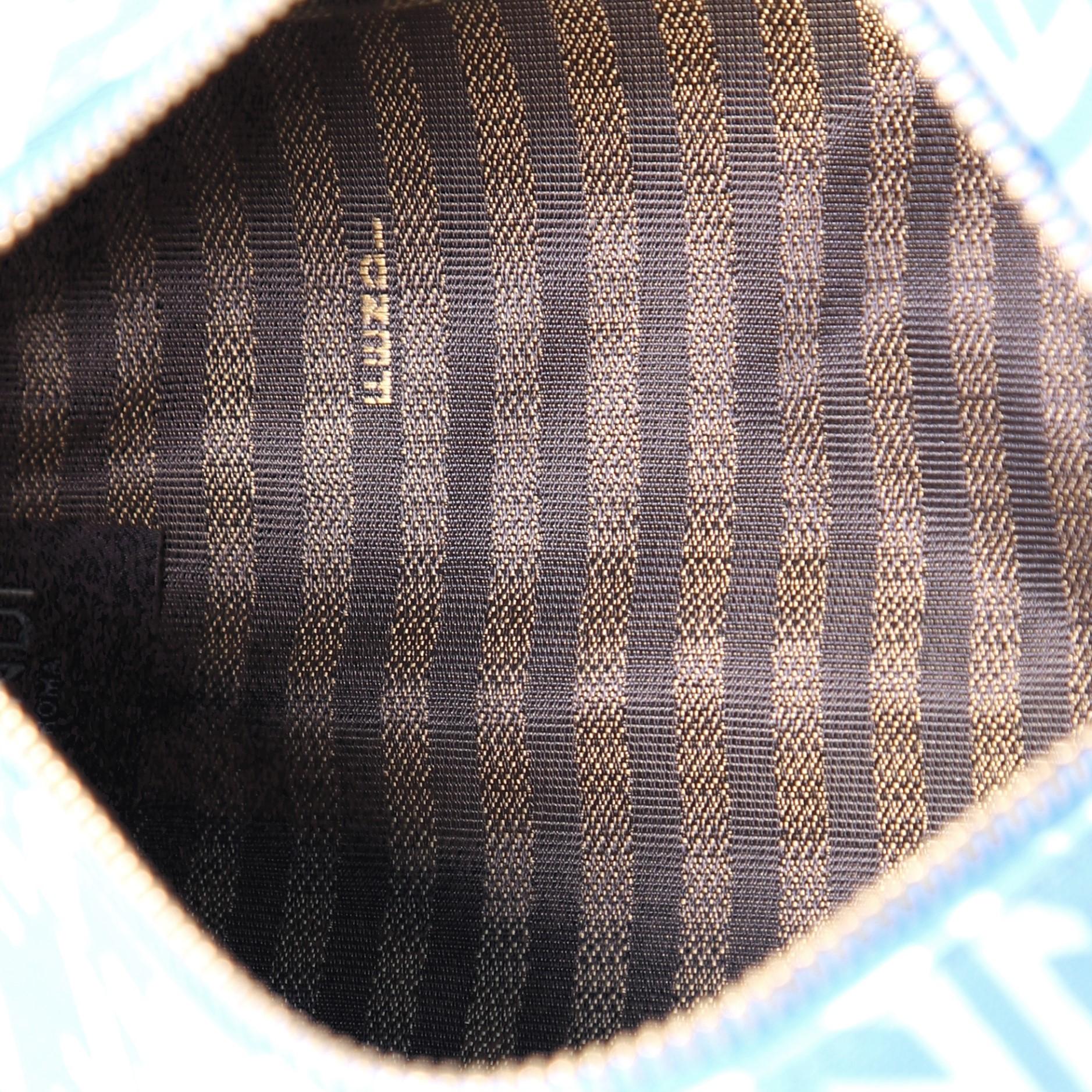 Blue Fendi Zip Shoulder Bag Vertigo Zucca Coated Canvas Mini