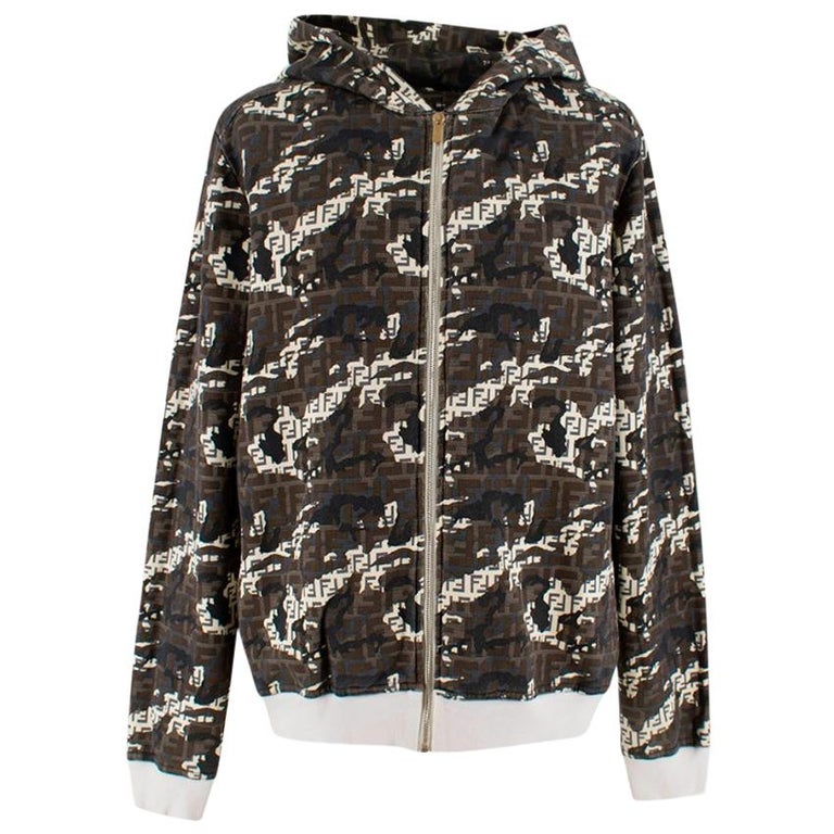 Fendi Zip Up Camo Print Hooded Jacket L 50 at 1stDibs