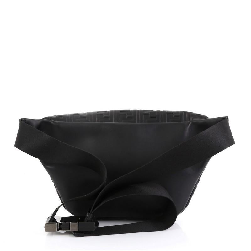 Black Fendi Zip Waist Bag Zucca Embossed Leather