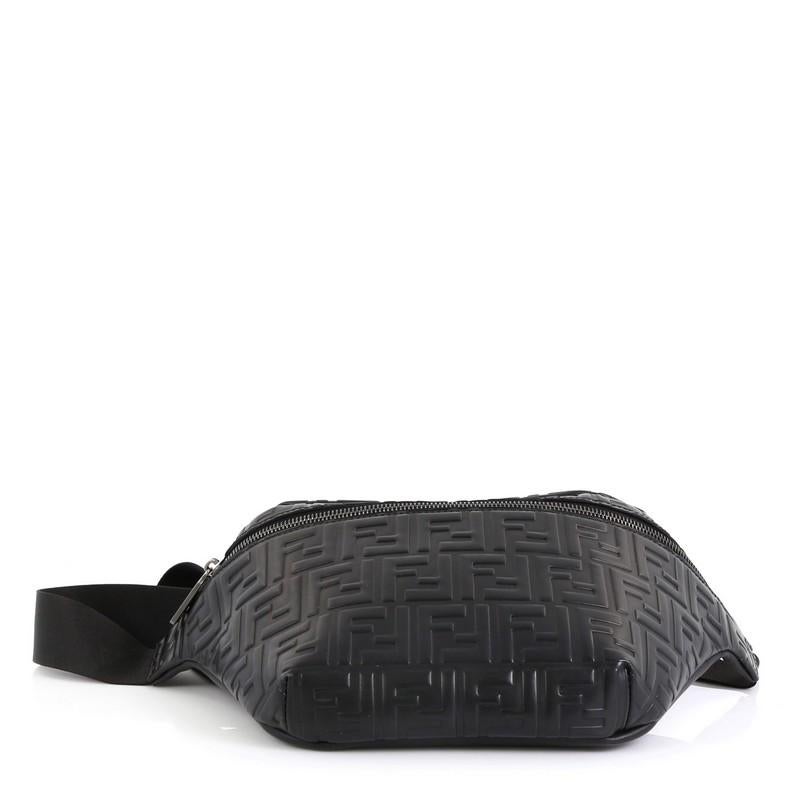 Fendi Zip Waist Bag Zucca Embossed Leather In Good Condition In NY, NY