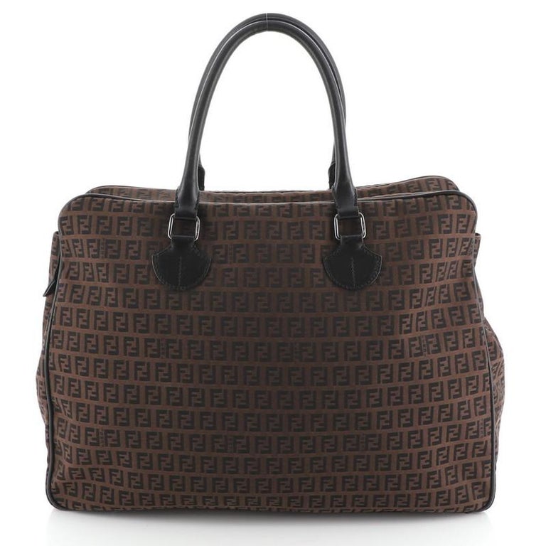 Fendi Zip Weekender Bag Zucchino Canvas Large For Sale at 1stDibs