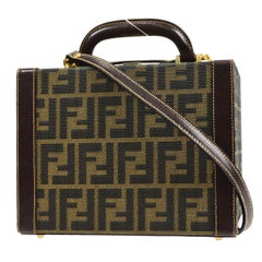 Fendi Zucca 2way Vanity Handbag Brown 66752