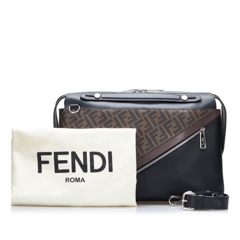 Fendi Zucca By the Way Briefcase

The By the Way briefcase features a coated canvas body with leather trim, flat leather handles, a detachable flat leather strap, an exterior zip pocket, a top-zip closure, an exterior front zip pocket, and interior