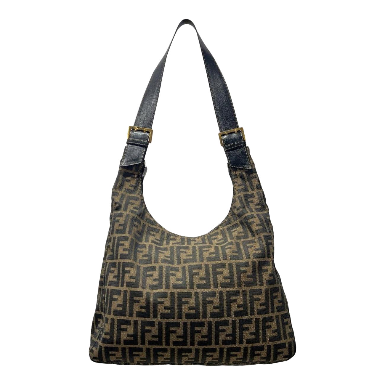 Fendi Zucca Canvas Hobo Bag Braunes Leder