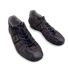 Fendi Zucca Canvas Lace Up Sneakers Shoes Size 37