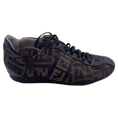 Fendi Zucca Canvas Lace Up Sneakers Shoes Size 37