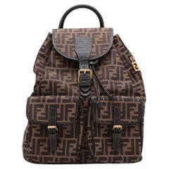 Fendi Zucca Canvas Leder Rucksack Brown