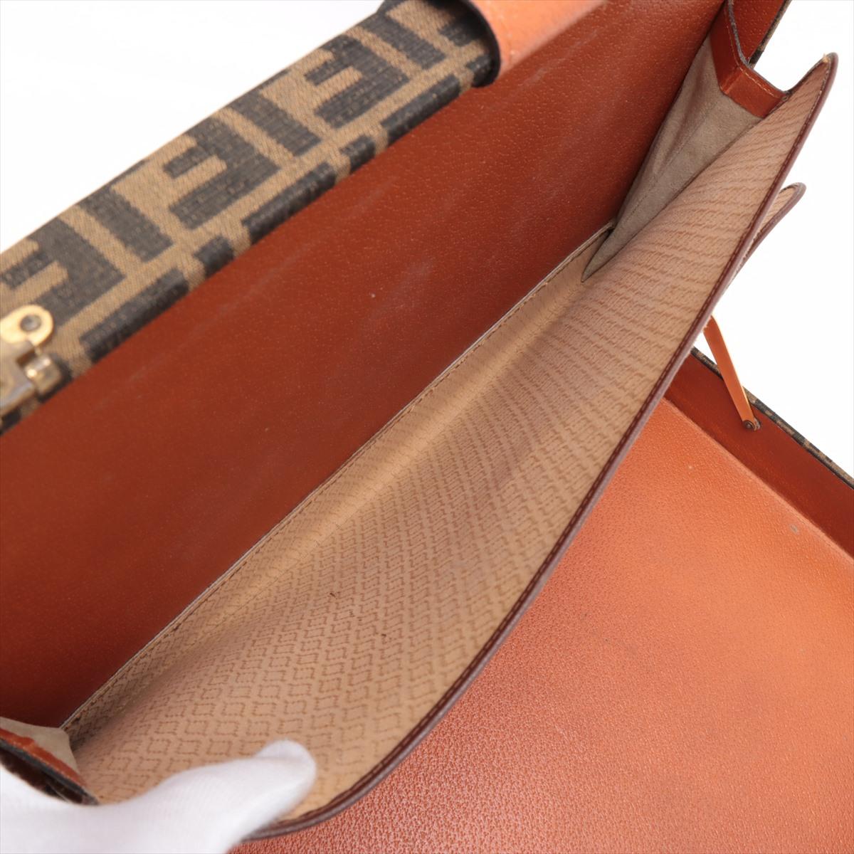 Fendi Zucca - Cartella in tela e pelle marrone in vendita 4