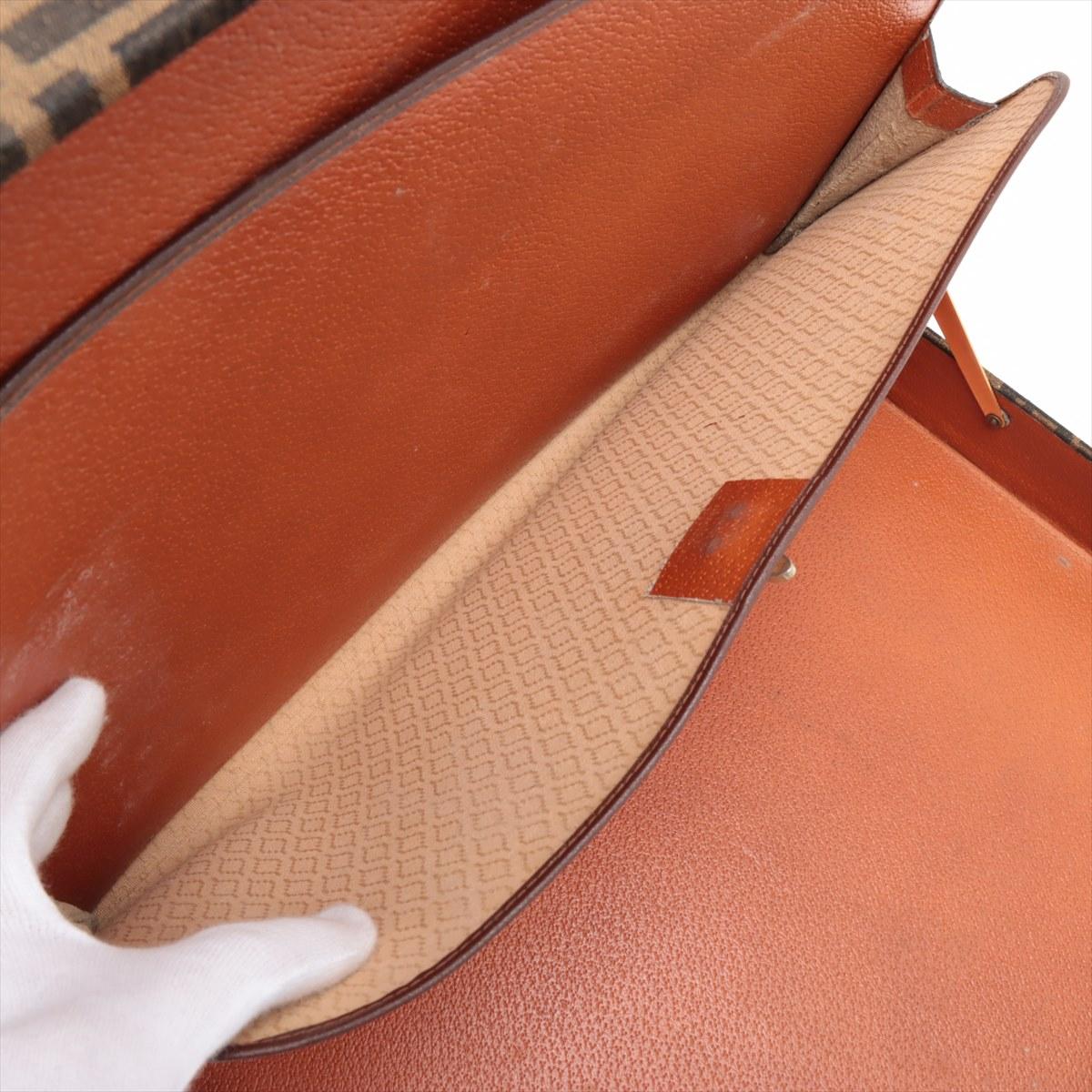 Fendi Zucca - Cartella in tela e pelle marrone in vendita 5