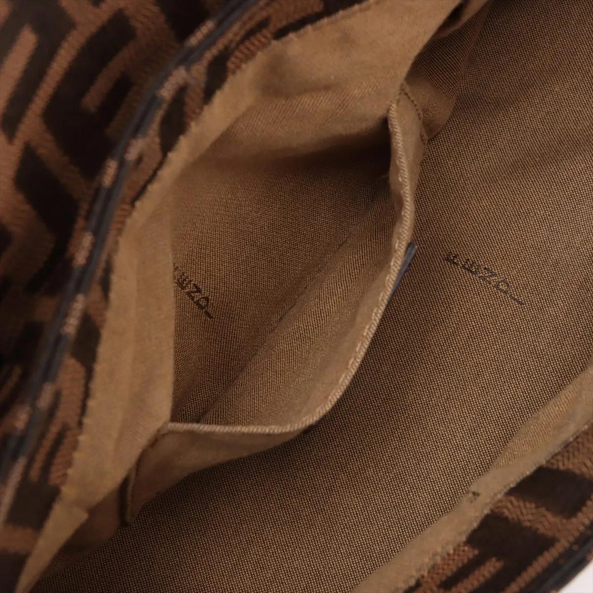 Fendi Zucca Canvas Leather Shoulder Bag Brown en vente 5