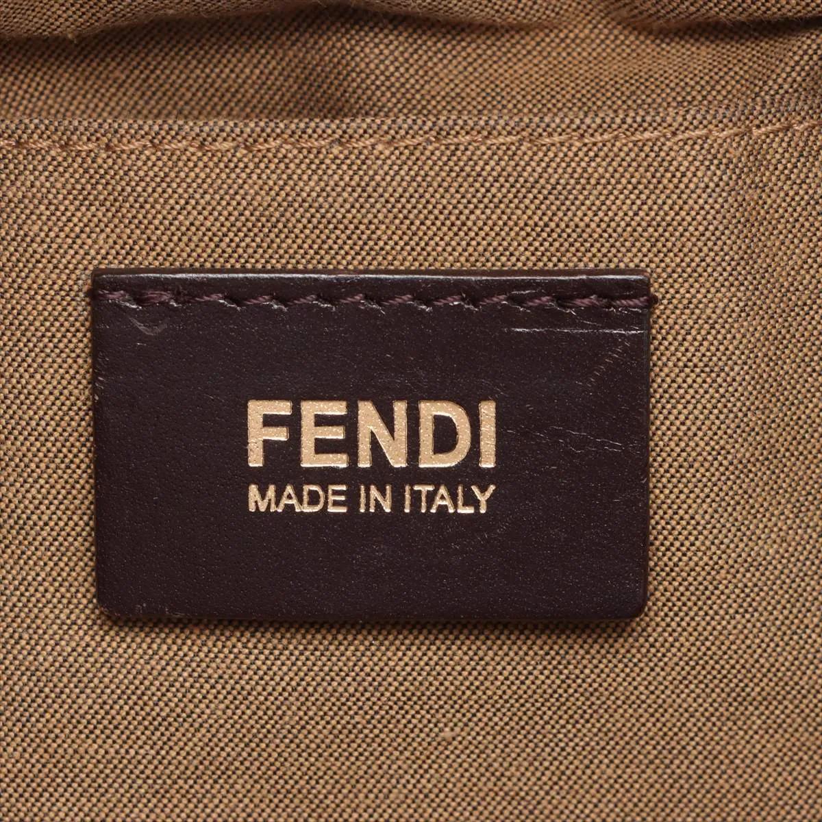 Fendi Zucca Canvas Leather Shoulder Bag Brown en vente 6
