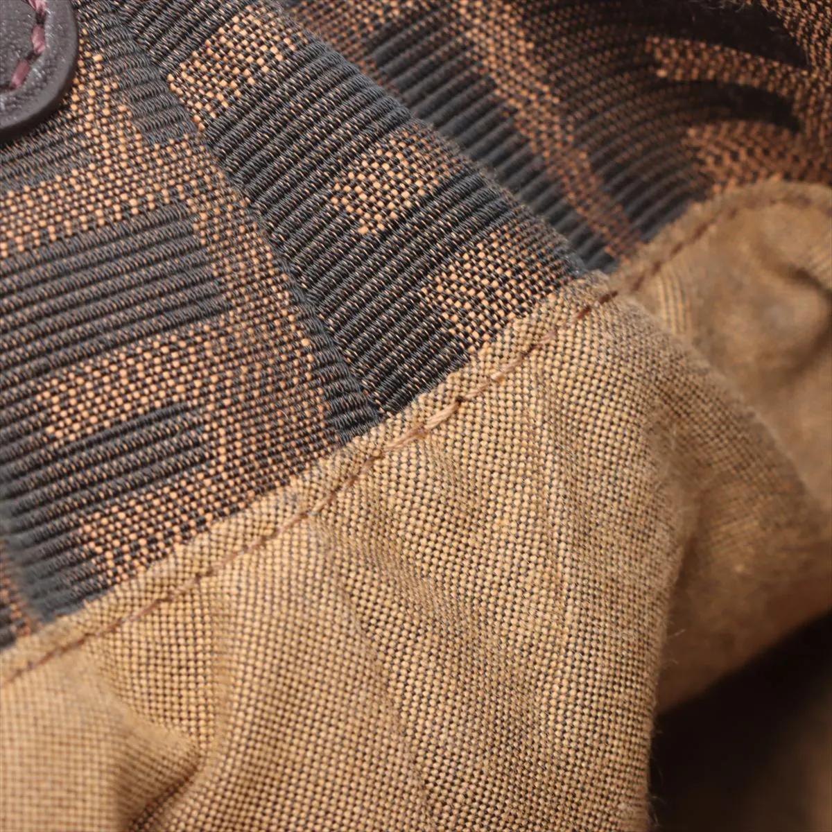 Fendi Zucca Canvas Leather Shoulder Bag Brown en vente 7