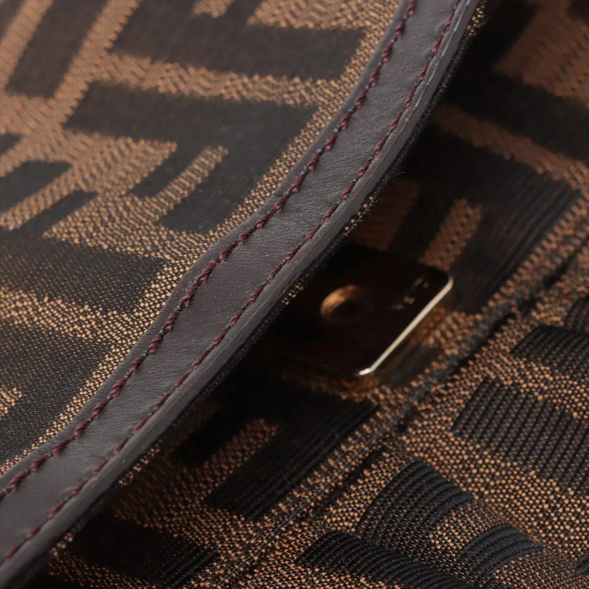 Fendi Zucca Canvas Leather Shoulder Bag Brown en vente 10