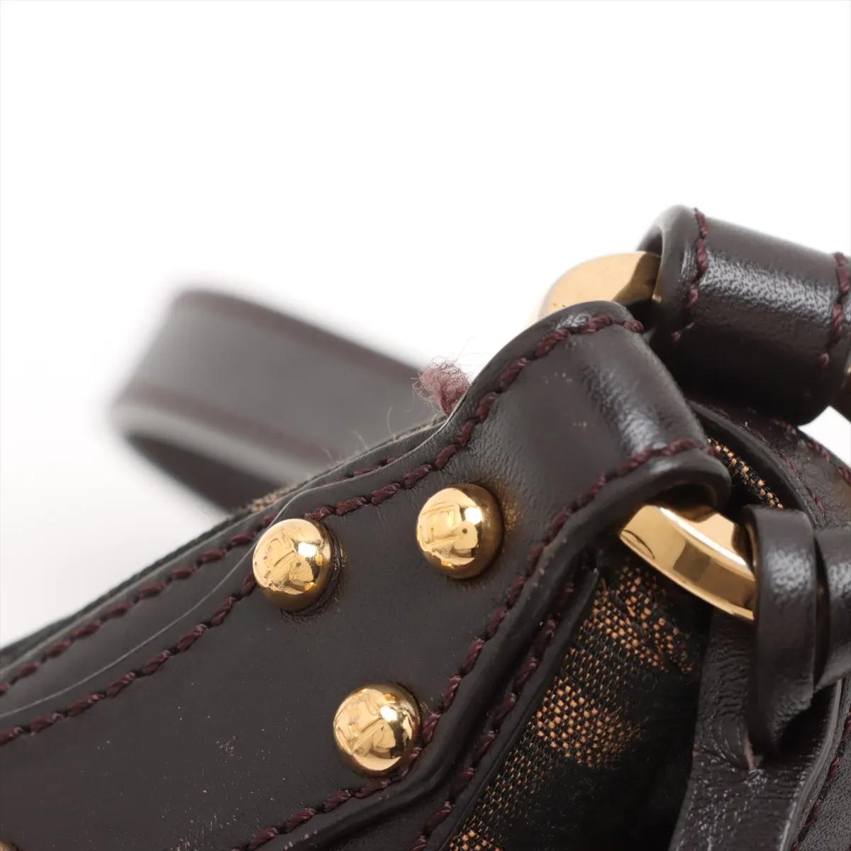 Fendi Zucca Canvas Leather Shoulder Bag Brown en vente 11