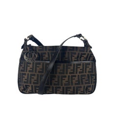 Fendi Zucca Canvas & Leather Shoulder Bag Brown
