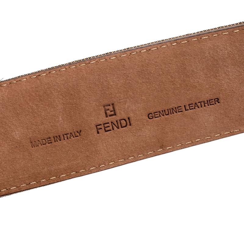 Fendi Zucca Canvas Logo Buckle Belt 100CM In Good Condition In Dubai, Al Qouz 2