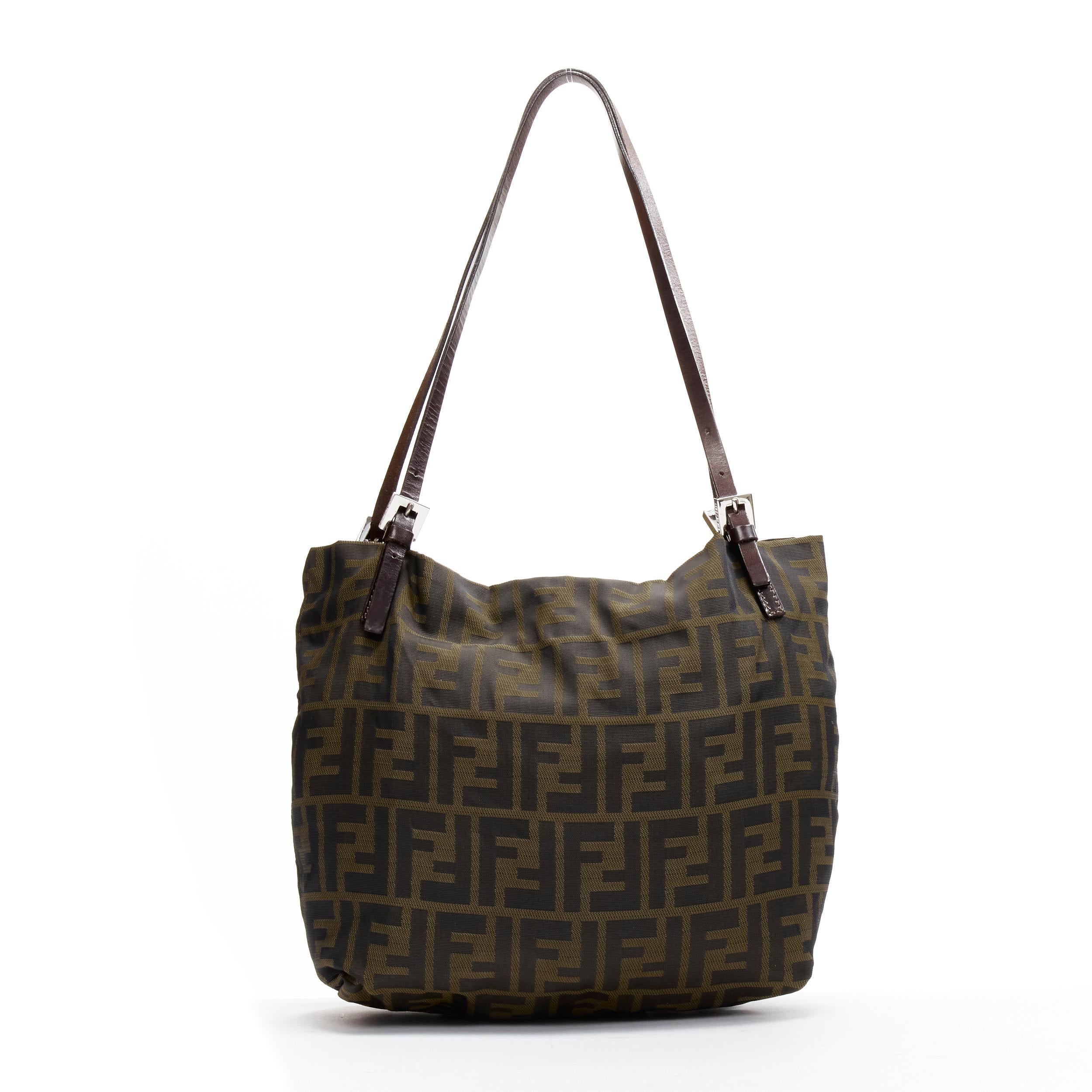 FENDI Zucca FF brown monogram studded top handle tote bag 1