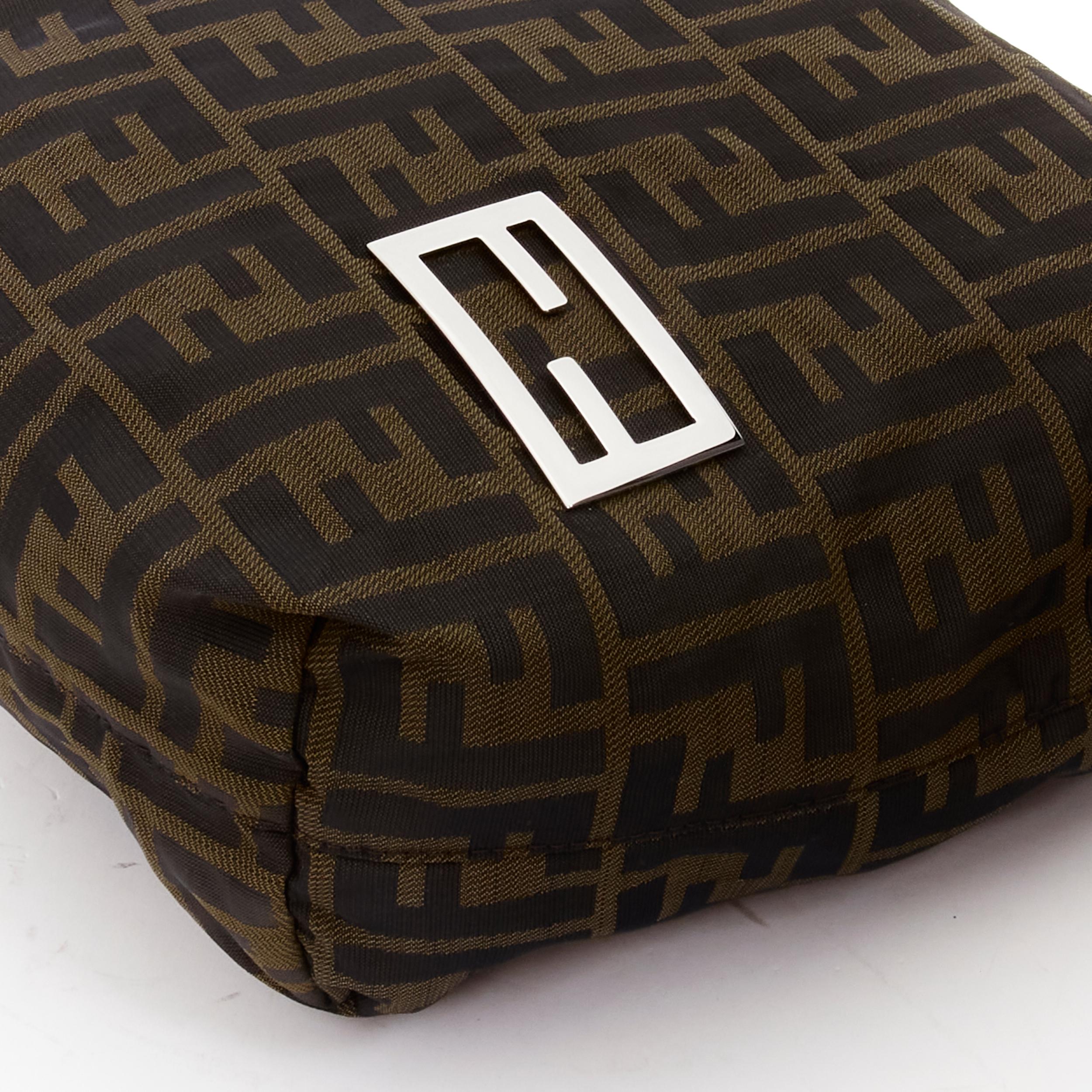 FENDI Zucca FF brown monogram studded top handle tote bag 3