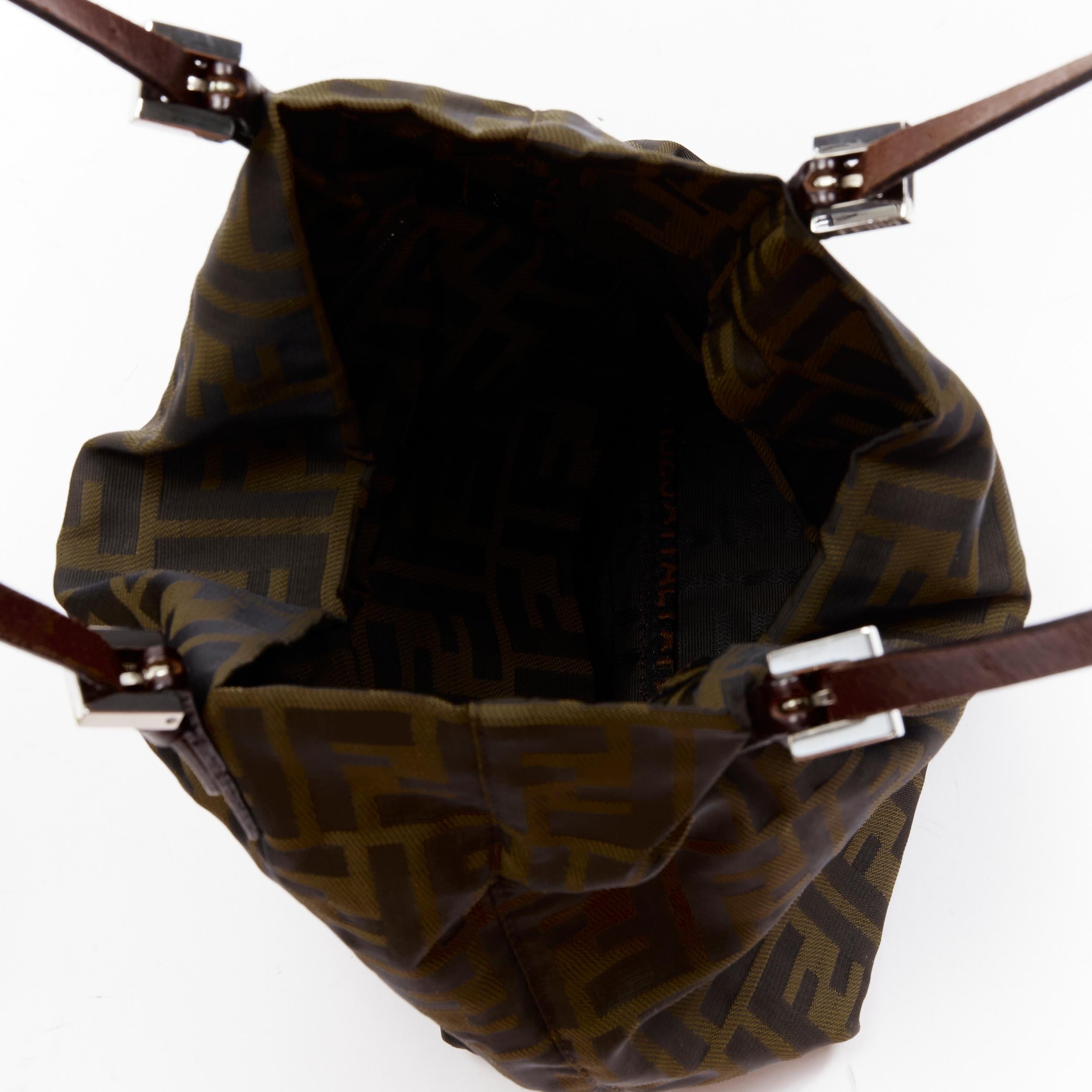 FENDI Zucca FF brown monogram studded top handle tote bag 5