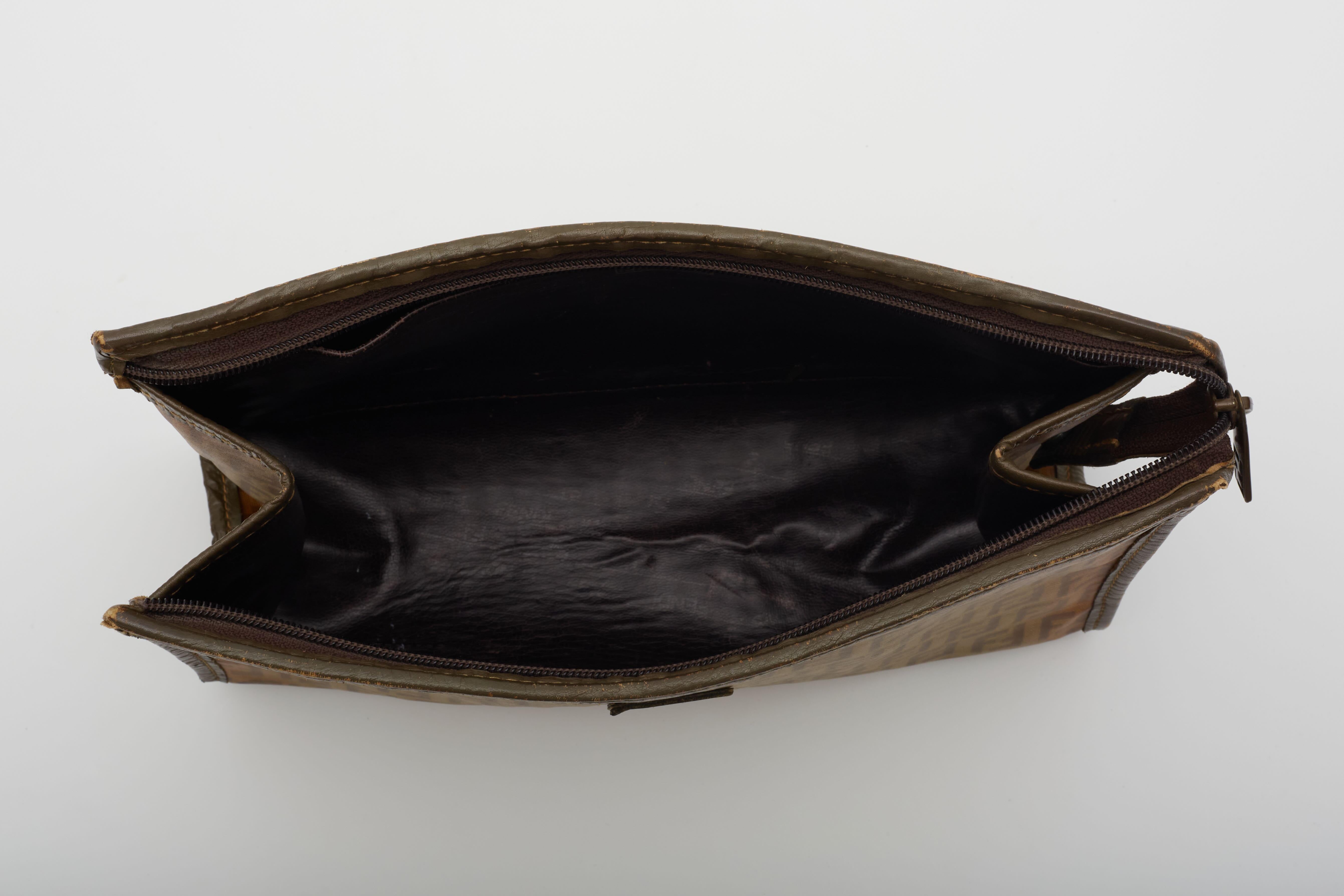 Fendi Zucca FF Canvas Ebony Pouch Vanity Bag For Sale 3