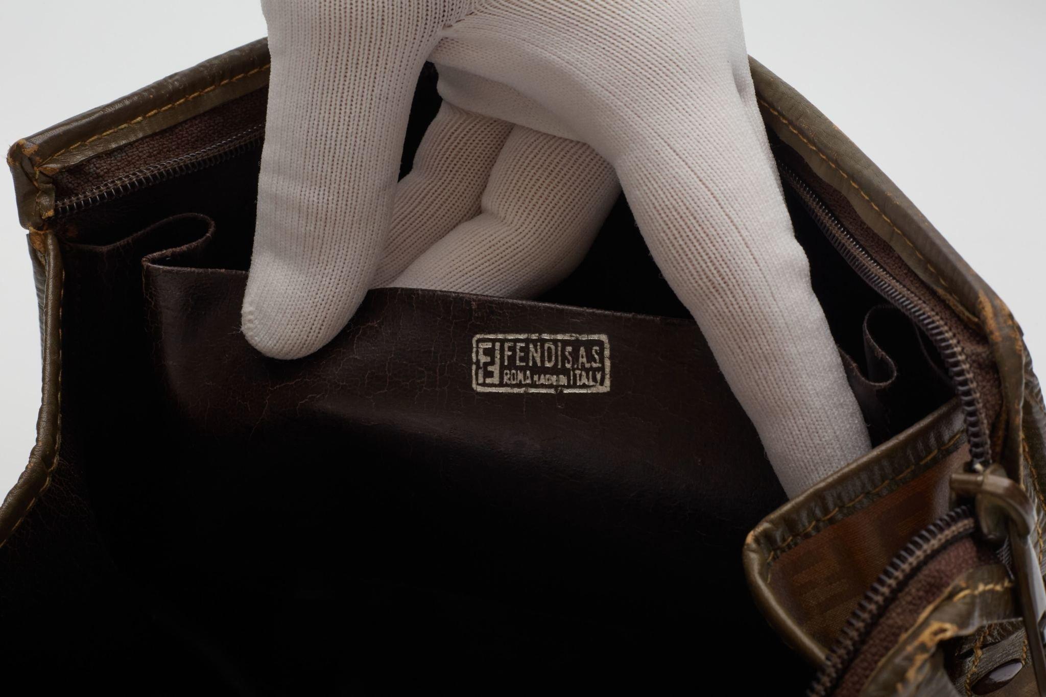 Fendi Zucca FF Canvas Ebony Pouch Vanity Bag For Sale 4