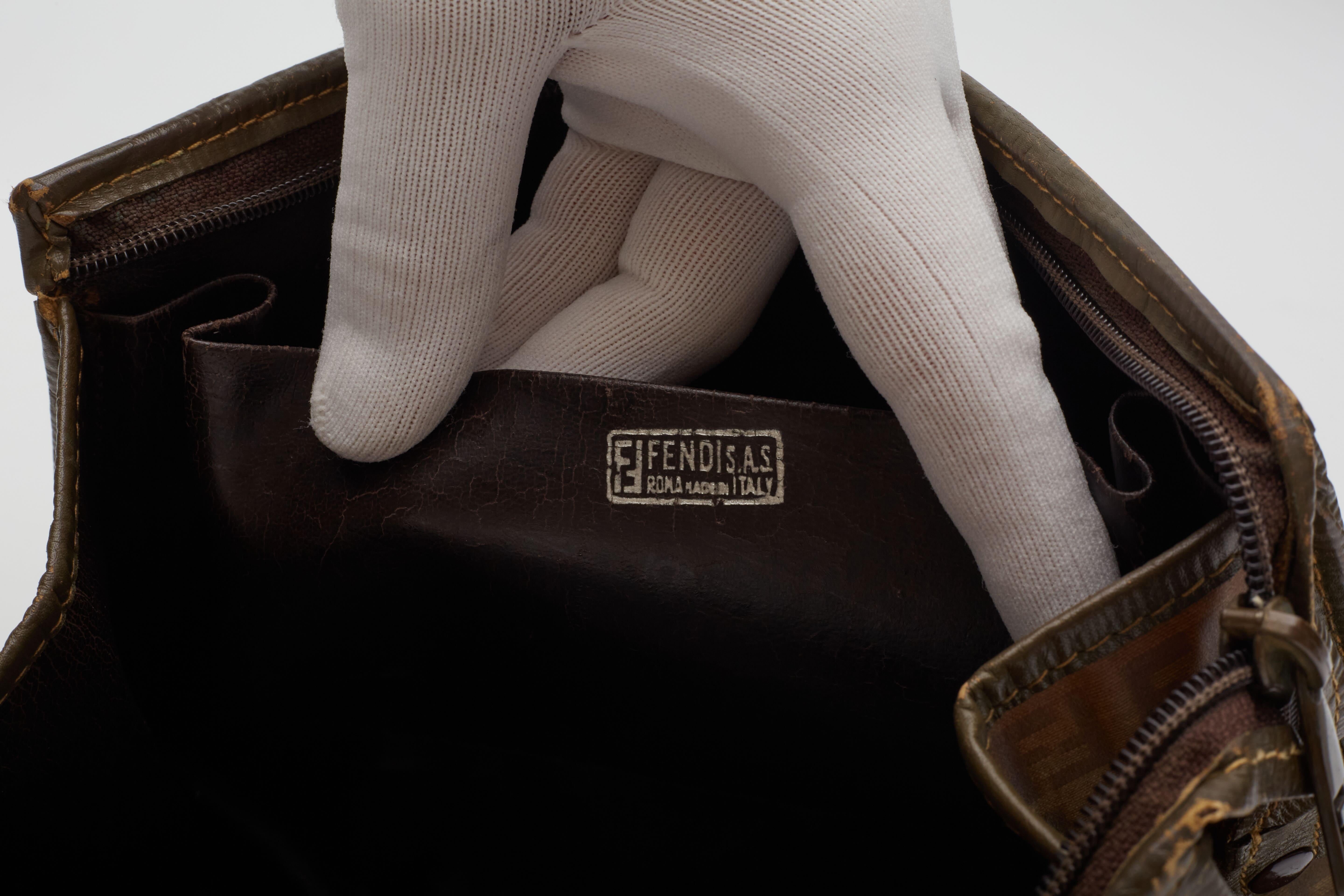 Fendi Zucca FF Canvas Ebony Pouch Vanity Bag For Sale 4