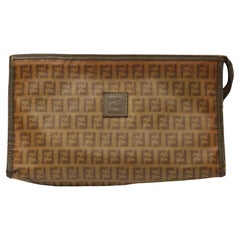 Fendi Zucca FF Canvas Ebony Pouch Vanity Bag