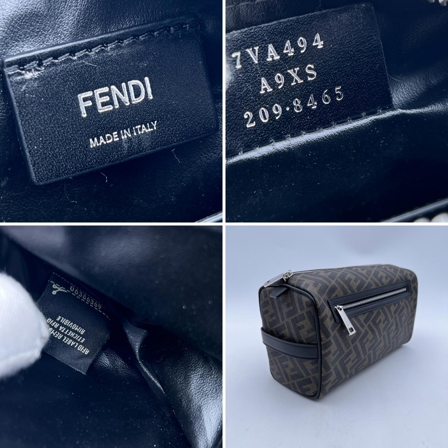 Black Fendi Zucca FF Monogram Canvas Leather Travel Cosmetic Pouch Bag