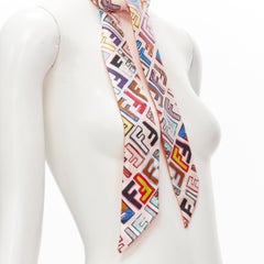 FENDI Zucca FF Monogram print orange jacquard slim neck tie scarf