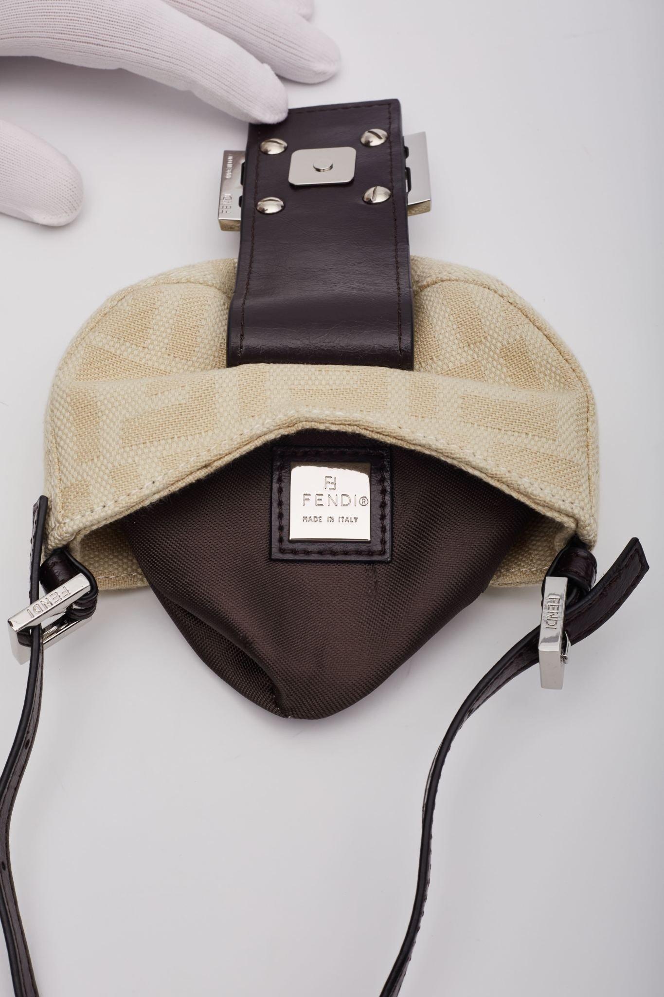 Fendi Zucca FF Neutrals Crescent Micro Bag 2