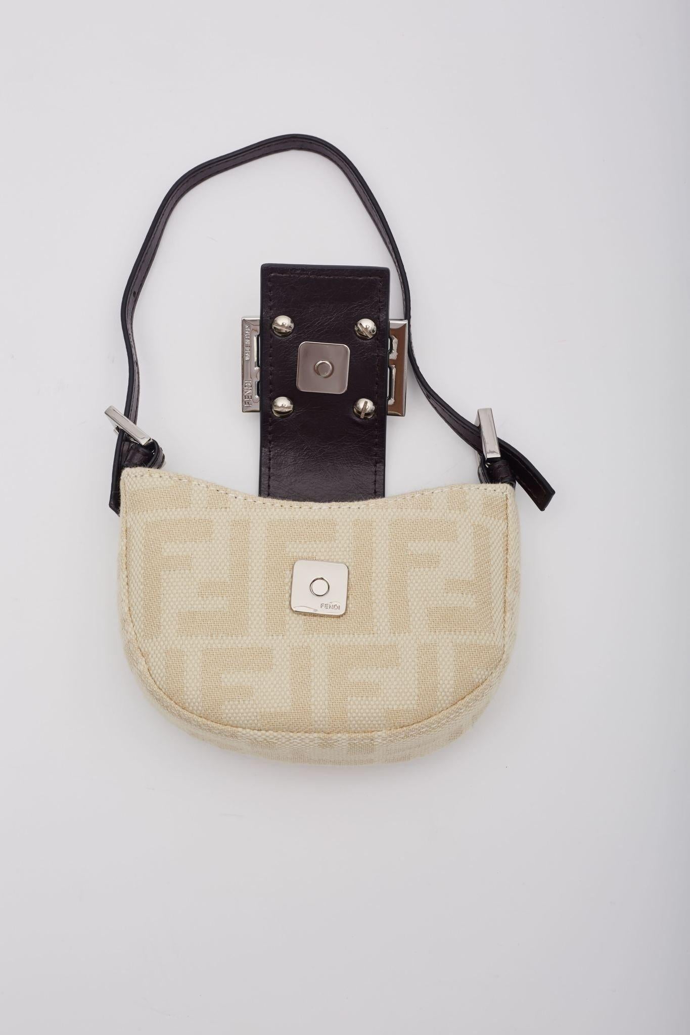 Fendi Zucca FF Neutrals Crescent Micro Bag 4